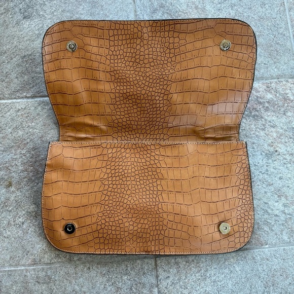 Nine West Brown Crocodile-Embossed Clutch NWOT - Picture 2 of 11
